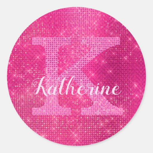 Sticker Rond Fille Parties scintillant rose chaud Glam Étincell (Devant)