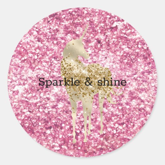 Sticker Rond Fille Parties scintillant rose Confetti Gold Unico (Devant)