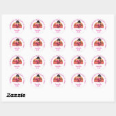 Sticker Rond Fille perroquet rose Pirate Party ADRESSE Classic  (Feuille)