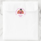 Sticker Rond Fille perroquet rose Pirate Party ADRESSE Classic  (Sac)