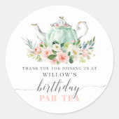 Sticker Rond Fille personnalisée Fête d'anniversaire Par-Tea Pa (Devant)