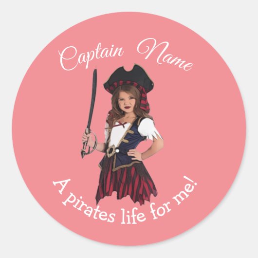 Sticker Rond Fille Pirate (Devant)
