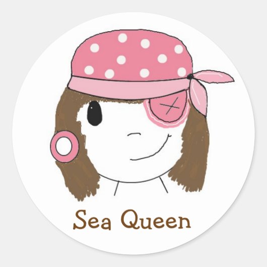 Sticker Rond Fille Pirate Rose (Devant)