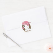 Sticker Rond Fille Pirate Rose (Enveloppe)