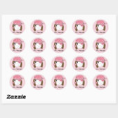 Sticker Rond Fille Pirate Rose (Feuille)