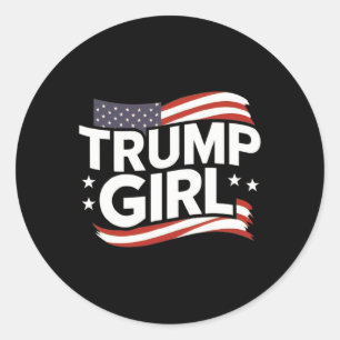Sticker Rond Fille pour Donald Trump Jolie Drapeau Trump Femmes