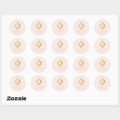 Sticker Rond Fille première communion Blush Pink Gold Crest Vin (Feuille)