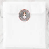 Sticker Rond Fille Première Sainte Communion Argent Rose Or (Sac)