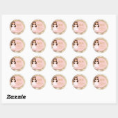 Sticker Rond Fille première sainte communion hiver rose or Boke (Feuille)