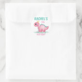 Sticker Rond Fille princesse Dinosaur rose et Turquoise fête d' (Sac)