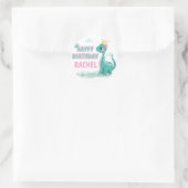 Sticker Rond Fille princesse Dinosaur rose et Turquoise fête d' (Sac)