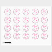 Sticker Rond Fille princesse rose et argent Merci Parties scint (Feuille)