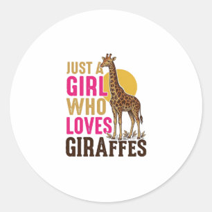 Sticker Rond Fille qui aime les girafes Vintage Girafe T-shirt