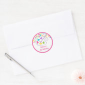 Sticker Rond Fille Rainbow Art Party Anniversaire (Enveloppe)