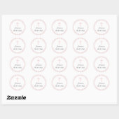 Sticker Rond Fille rayée rose et blanc baptême (Feuille)