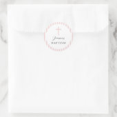 Sticker Rond Fille rayée rose et blanc baptême (Sac)