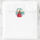 Sticker Rond fille regardant la neige (Sac)