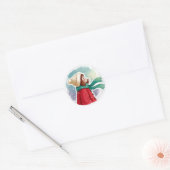 Sticker Rond fille regardant la neige (Enveloppe)