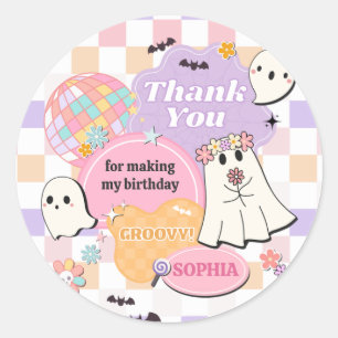 Sticker Rond Fille Retro Super Petit Boo fête d'anniversaire