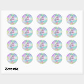 Sticker Rond Fille Roller Patinage fête d'anniversaire (Feuille)