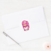 Sticker Rond fille rose (Enveloppe)