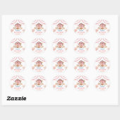 Sticker Rond Fille rose Animaux de ferme Anniversaire (Feuille)