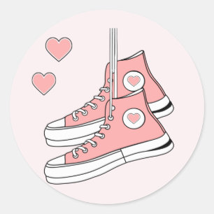 Sticker Rond Fille rose Basket