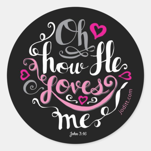 Sticker Rond Fille rose Christian Valentine Jésus m'aime (Devant)