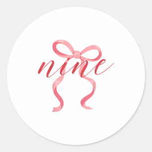 Sticker Rond Fille Rose Coquette Arc 9 Ans 9e Anniversaire Par