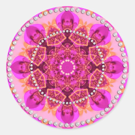 Sticker Rond Fille rose délice Géométrie Mandala (Devant)