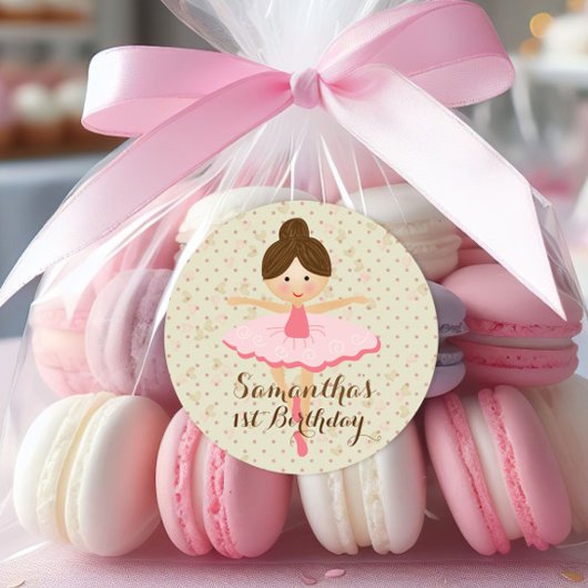 Sticker Rond Fille rose et Dreamy Ballerina