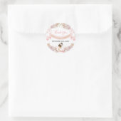 Sticker Rond Fille rose florale Premier Merci de communion (Sac)