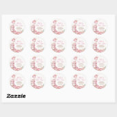 Sticker Rond Fille Rose & Gold Floral Tea Party Anniversaire (Feuille)