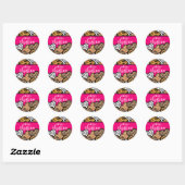 Sticker Rond Fille Rose Joueuse Coeurs Posters de animaux Nom (Feuille)