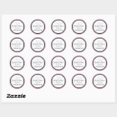Sticker Rond Fille rose noir Monogramme K Mariage Merci (Feuille)