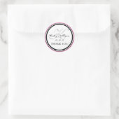 Sticker Rond Fille rose noir Monogramme K Mariage Merci (Sac)