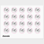 Sticker Rond Fille Rose, Noir Trois Initiales Mariage Monogramm (Feuille)
