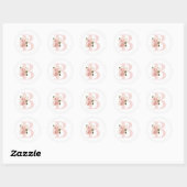 Sticker Rond Fille Rose pâle Parties scintillant or Floral Blus (Feuille)