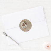 Sticker Rond Fille Rose Papillon Anniversaire (Enveloppe)