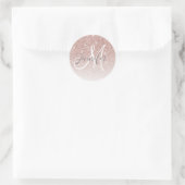 Sticker Rond Fille Rose Parties scintillant or Blush Monogramme (Sac)