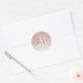 Sticker Rond Fille Rose Parties scintillant or Blush Monogramme (Enveloppe)