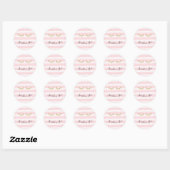 Sticker Rond Fille rose rayures Parties scintillant or Eyelashe (Feuille)