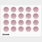 Sticker Rond Fille Rose Rose Gold goutte Parties scintillant Fa (Feuille)