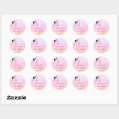 Sticker Rond Fille rose violet rose or mignon baby shower cigog (Feuille)