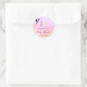 Sticker Rond Fille rose violet rose or mignon baby shower cigog (Sac)