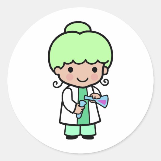 Sticker Rond Fille scientifique (Devant)
