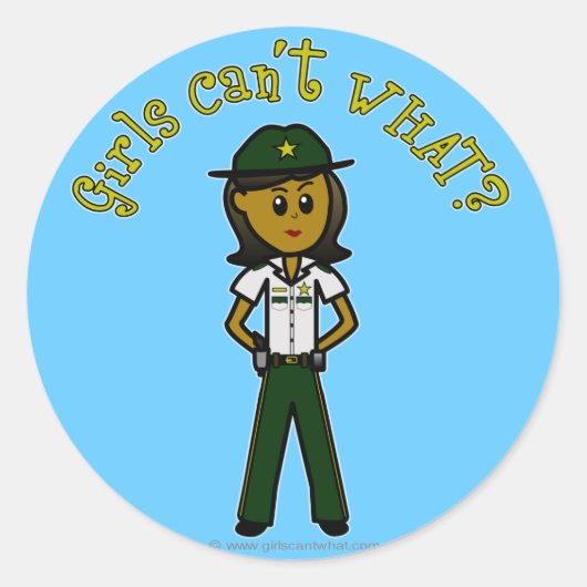 Sticker Rond Fille Sheriff Vert foncé (Devant)