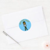 Sticker Rond Fille Sheriff Vert foncé (Enveloppe)