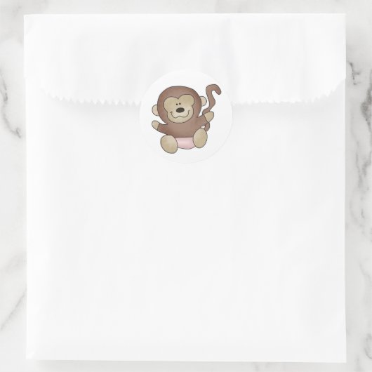 Sticker Rond Fille singe (Sac)