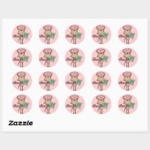 Sticker Rond Fille singe Pirate T-shirts et cadeaux (Feuille)